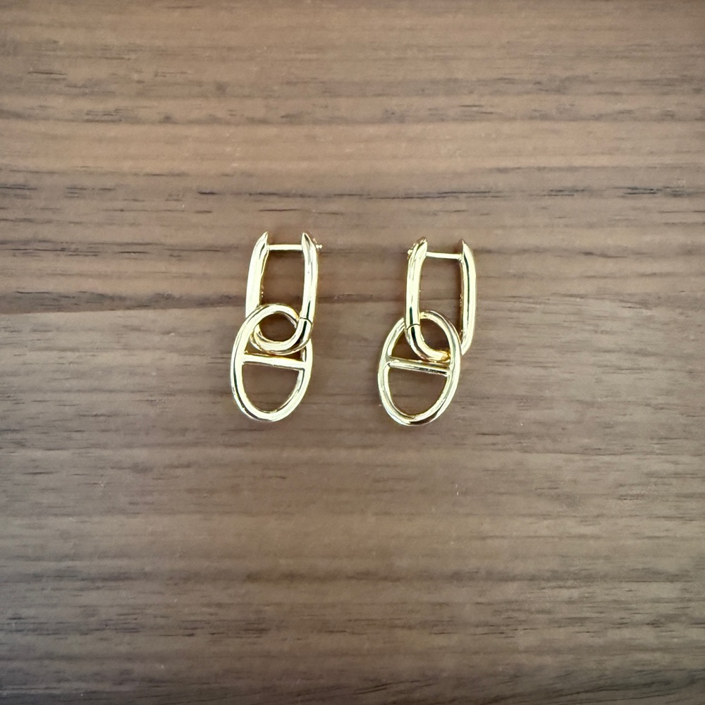 Gold and White Gold Plated Mariner Link Earring Bundle - Picture 2 of 5